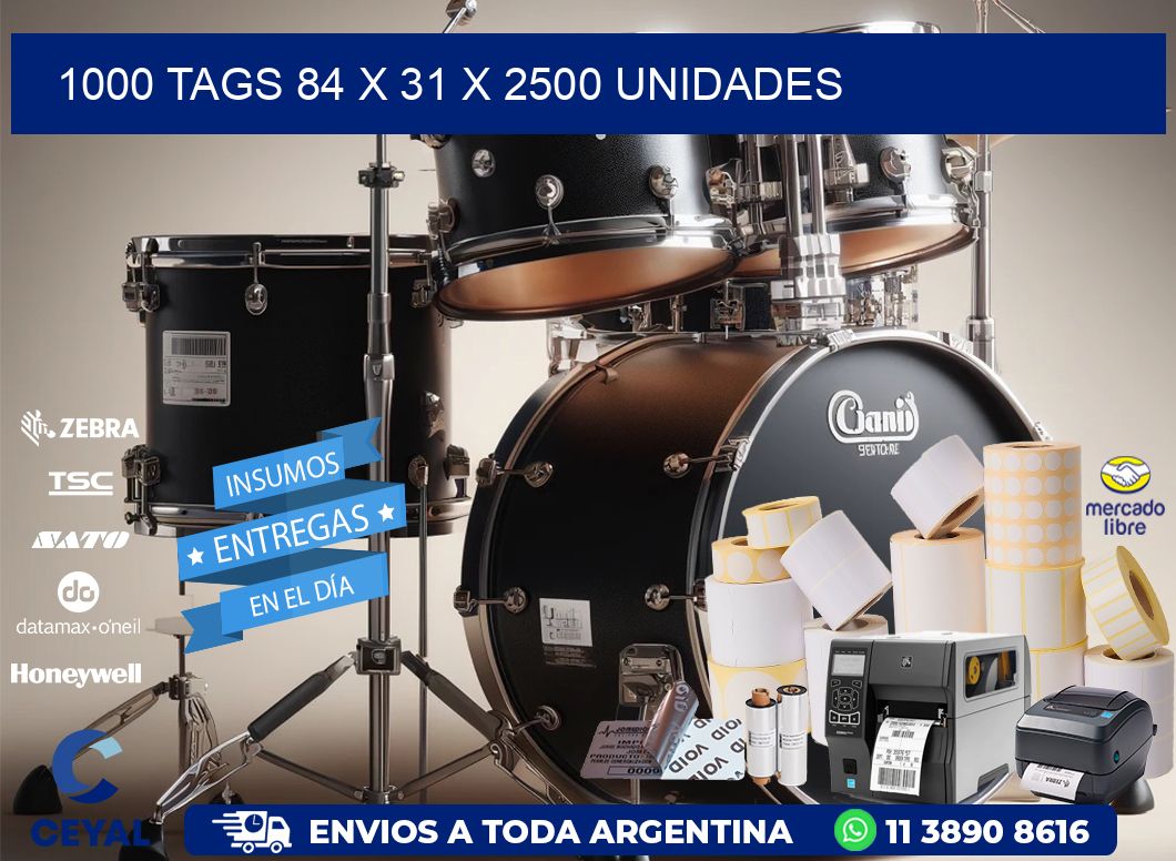 1000 TAGS 84 x 31 X 2500 UNIDADES