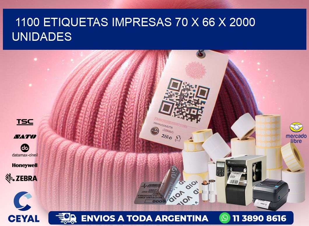 1100 ETIQUETAS IMPRESAS 70 x 66 X 2000 UNIDADES