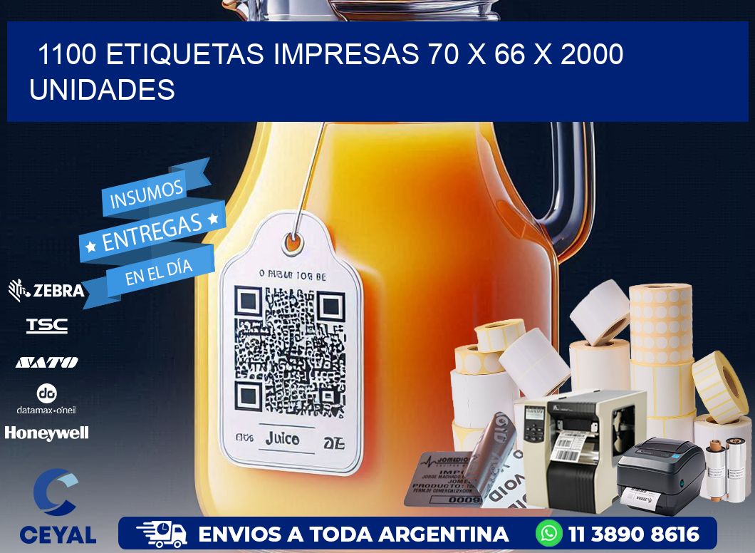 1100 ETIQUETAS IMPRESAS 70 x 66 X 2000 UNIDADES