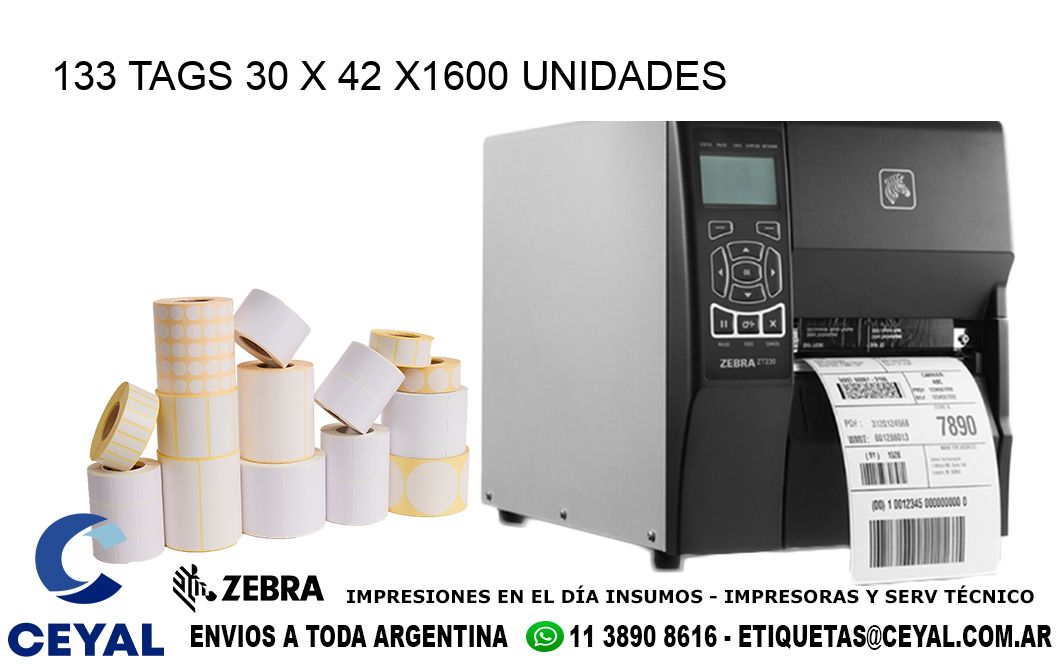 133 TAGS 30 x 42 X1600 UNIDADES