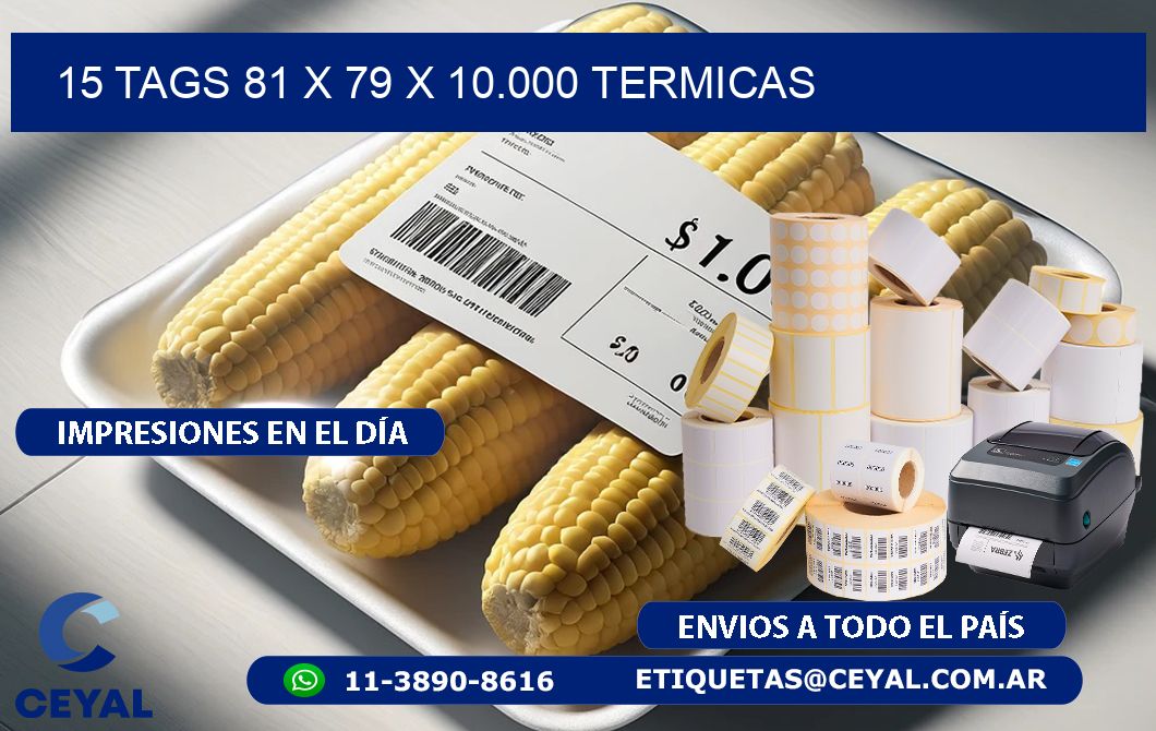 15 TAGS 81 x 79 X 10.000 TERMICAS