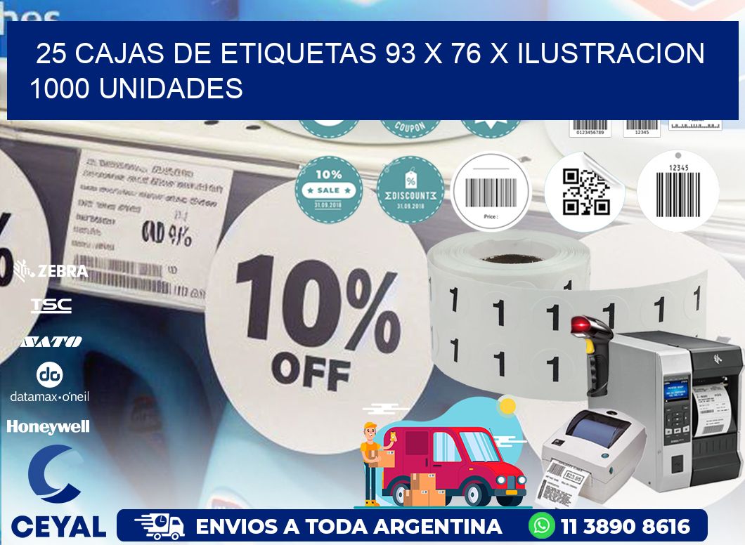 25 CAJAS DE ETIQUETAS 93 x 76 X ILUSTRACION 1000 UNIDADES