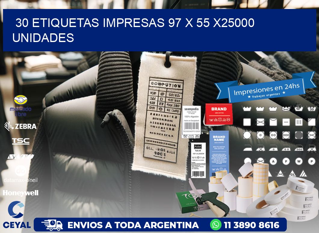 30 ETIQUETAS IMPRESAS 97 x 55 X25000 UNIDADES