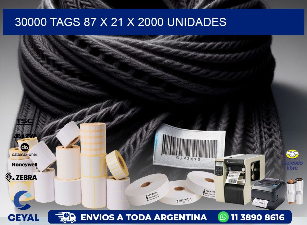 30000 TAGS 87 x 21 X 2000 UNIDADES