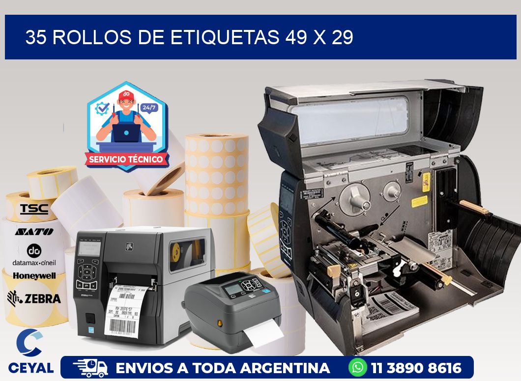 35 ROLLOS DE ETIQUETAS 49 x 29