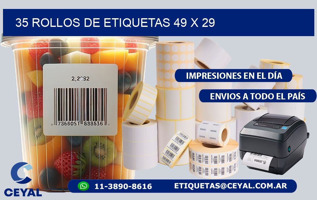 35 ROLLOS DE ETIQUETAS 49 x 29