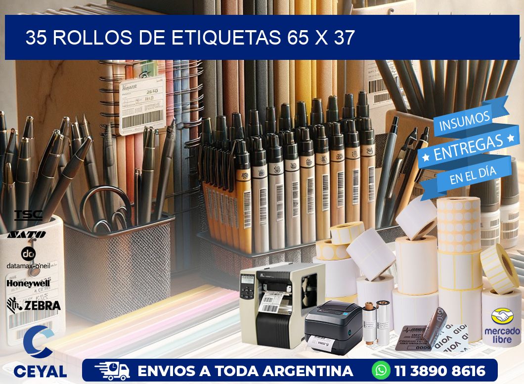 35 ROLLOS DE ETIQUETAS 65 x 37