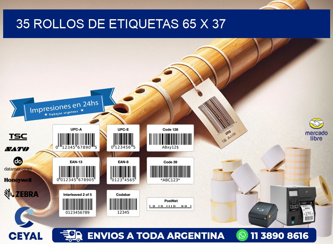 35 ROLLOS DE ETIQUETAS 65 x 37