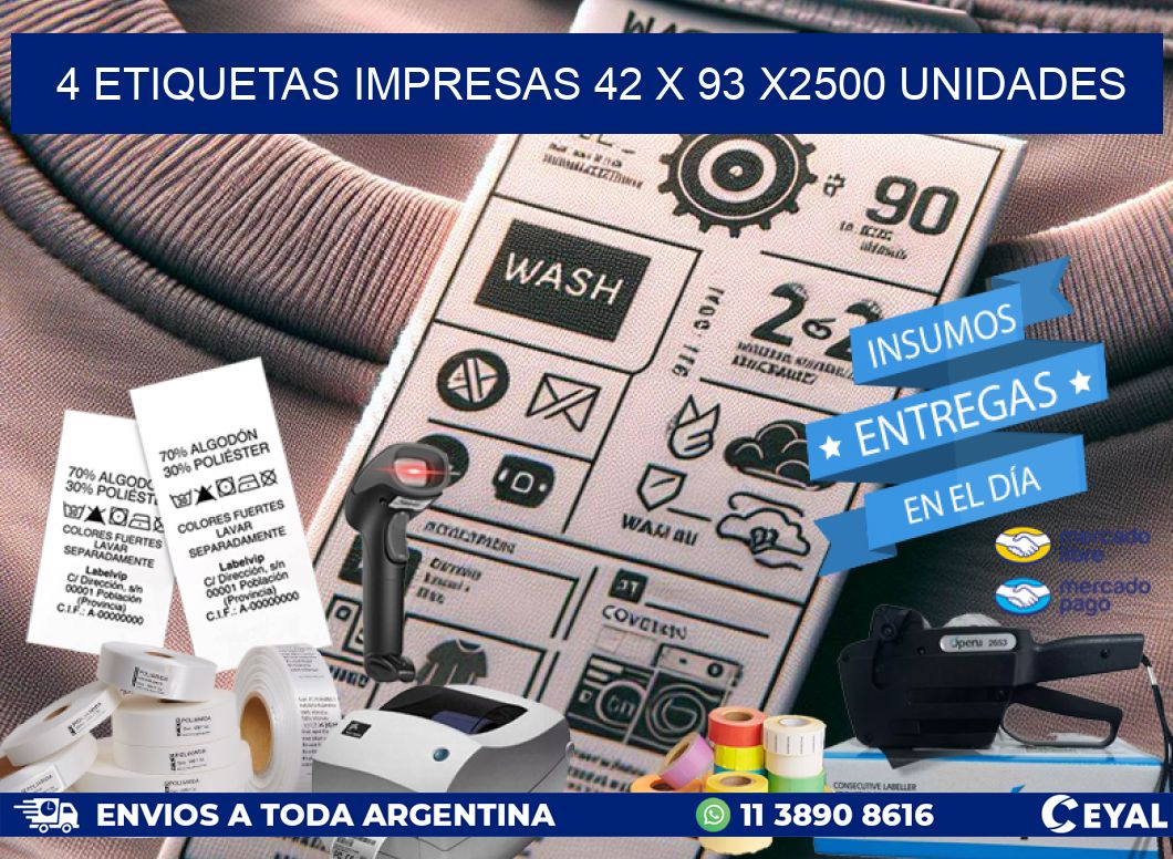 4 ETIQUETAS IMPRESAS 42 x 93 X2500 UNIDADES