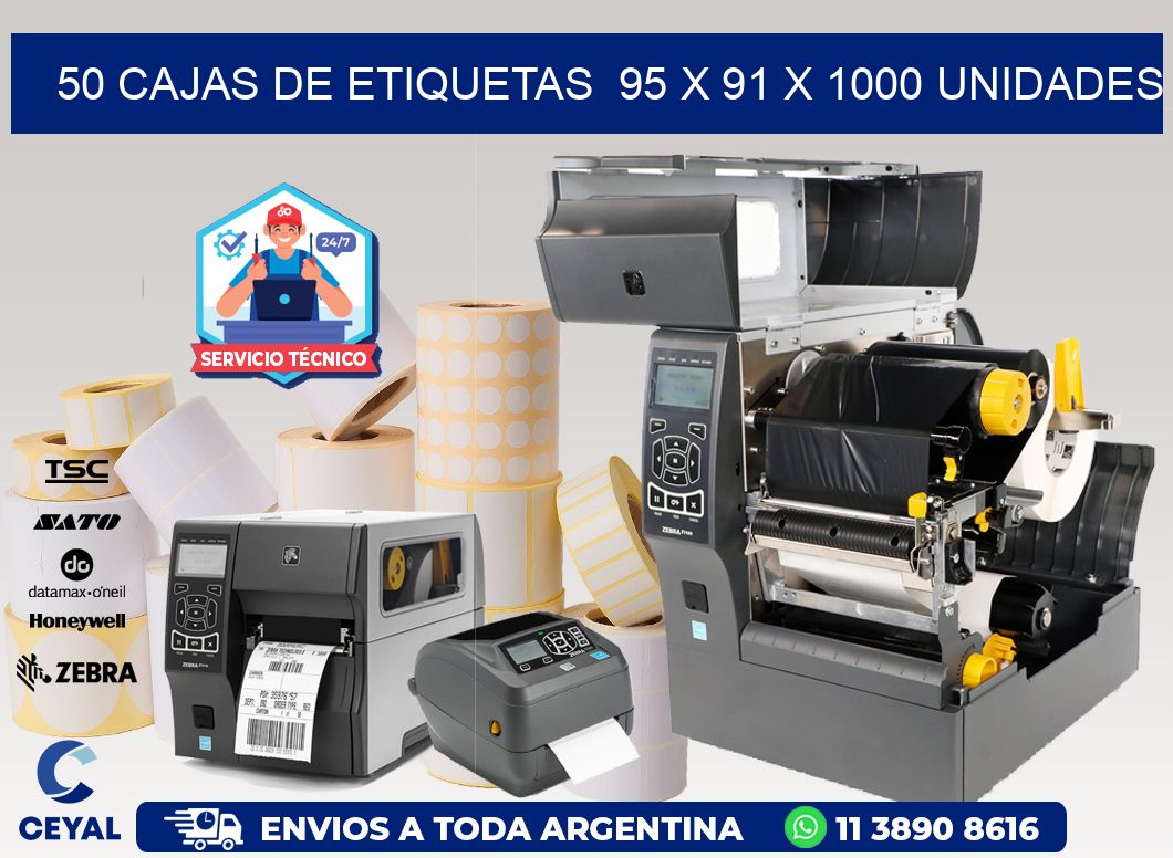 50 CAJAS DE ETIQUETAS  95 x 91 X 1000 UNIDADES