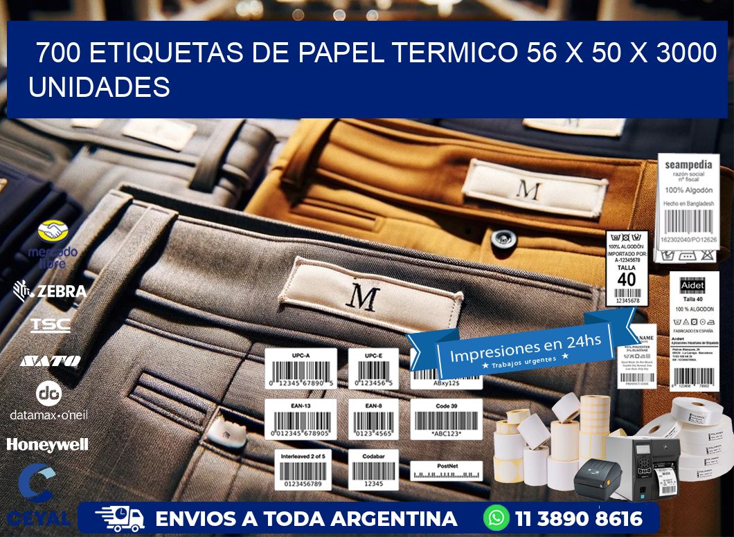 700 ETIQUETAS DE PAPEL TERMICO 56 x 50 X 3000 UNIDADES