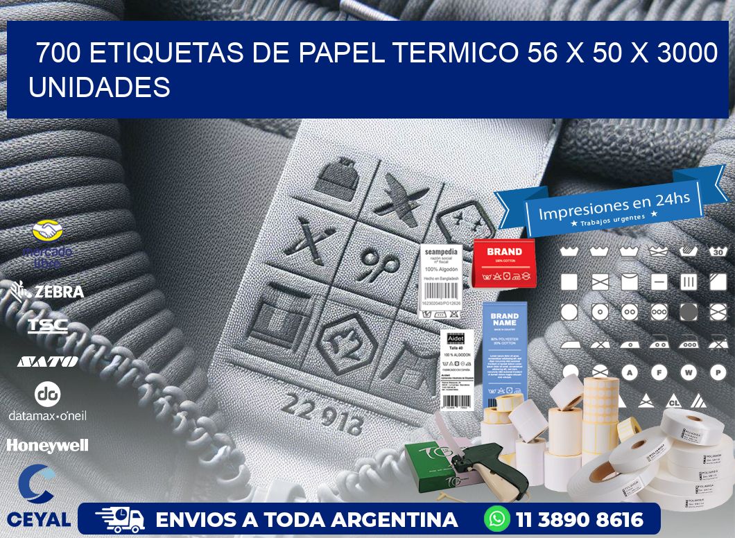 700 ETIQUETAS DE PAPEL TERMICO 56 x 50 X 3000 UNIDADES