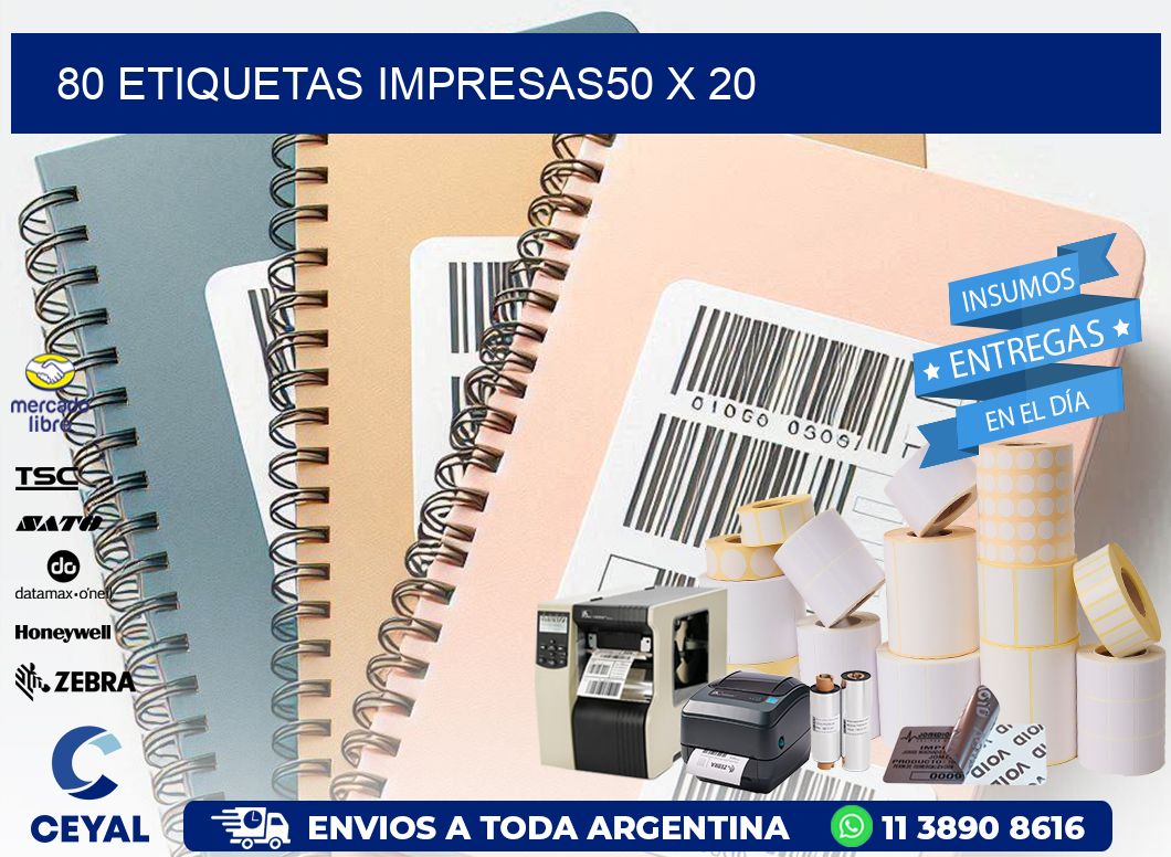80 ETIQUETAS IMPRESAS50 x 20
