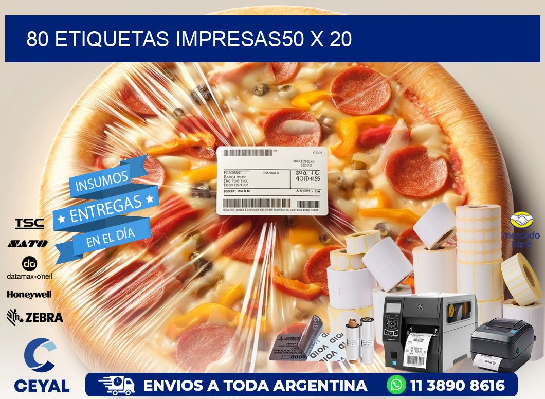 80 ETIQUETAS IMPRESAS50 x 20