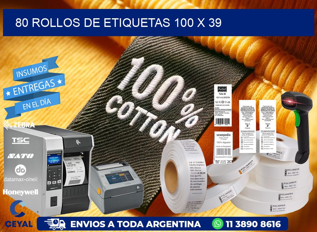 80 ROLLOS DE ETIQUETAS 100 x 39