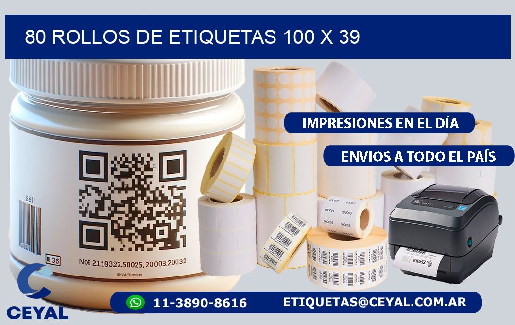 80 ROLLOS DE ETIQUETAS 100 x 39