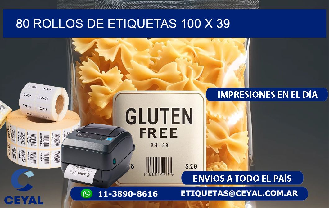 80 ROLLOS DE ETIQUETAS 100 x 39