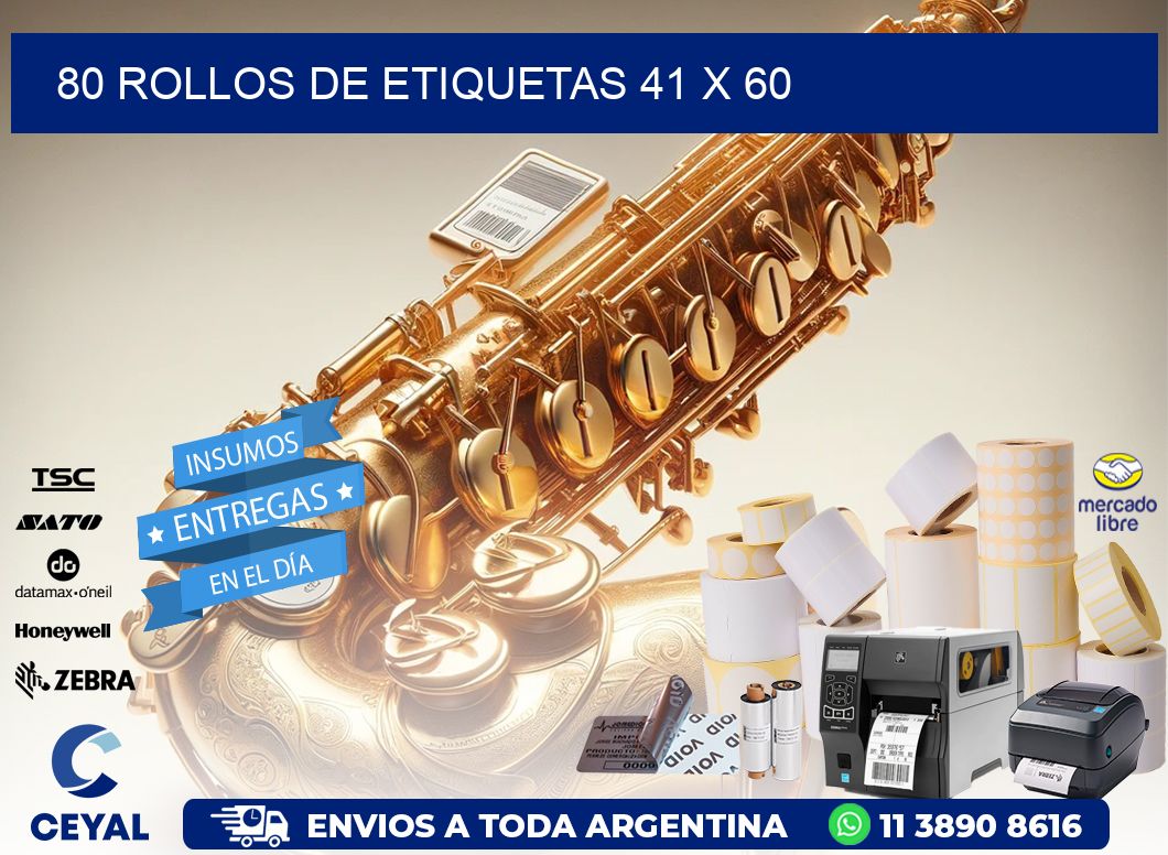 80 ROLLOS DE ETIQUETAS 41 x 60