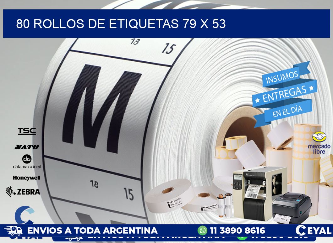 80 ROLLOS DE ETIQUETAS 79 x 53