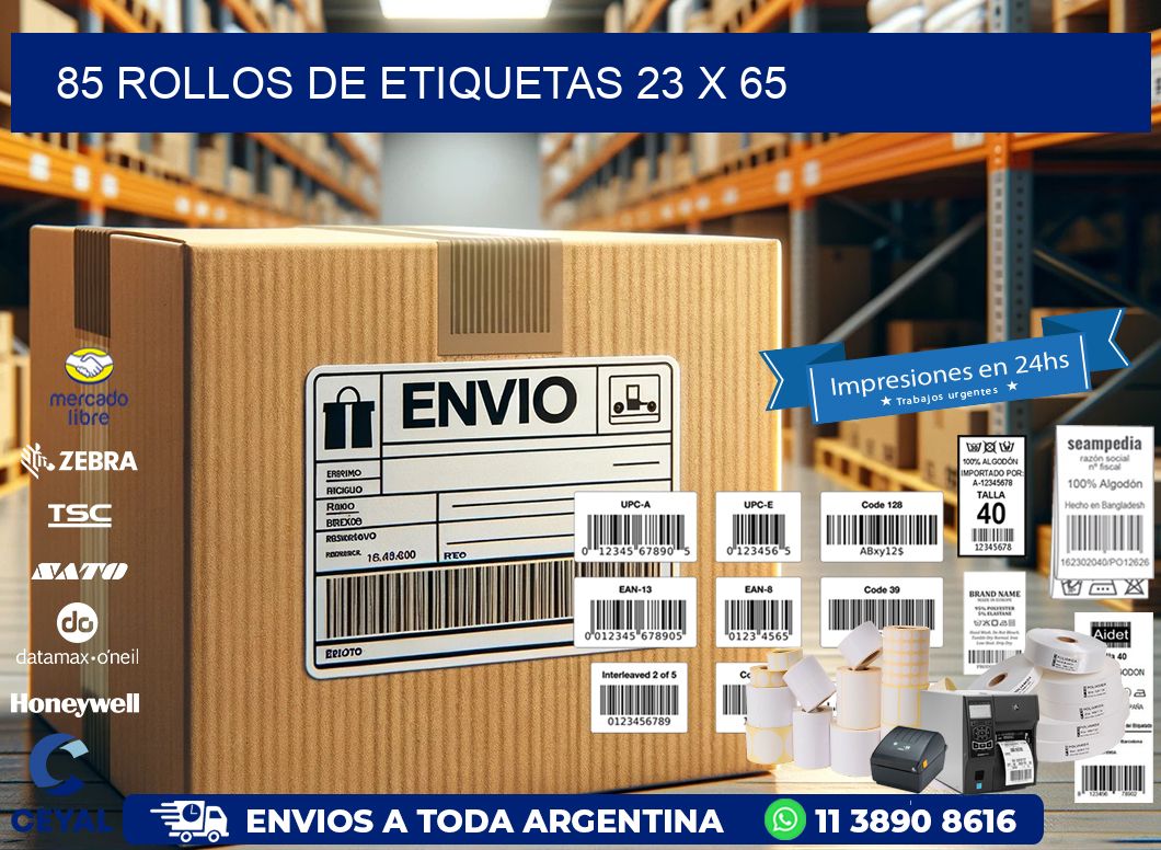 85 ROLLOS DE ETIQUETAS 23 x 65