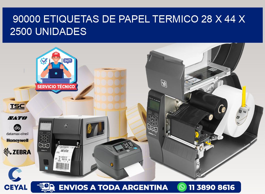 90000 ETIQUETAS DE PAPEL TERMICO 28 x 44 X 2500 UNIDADES