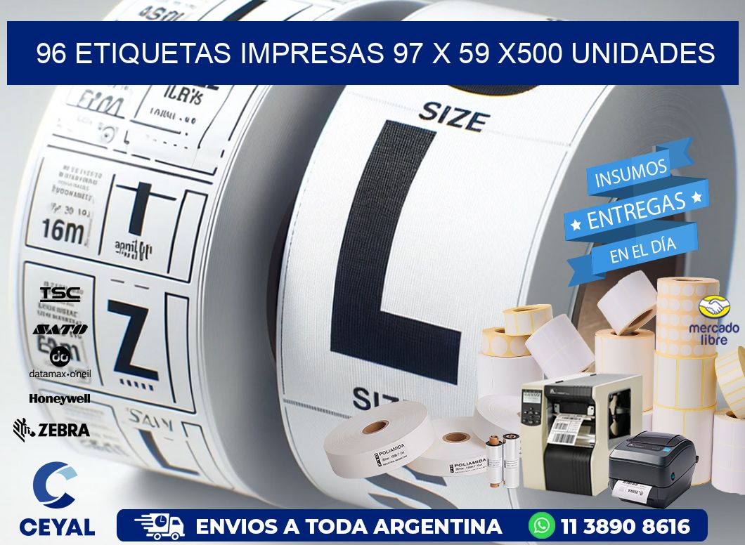 96 ETIQUETAS IMPRESAS 97 x 59 x500 UNIDADES
