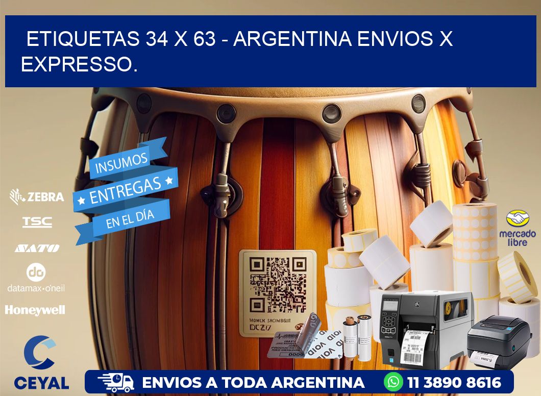 ETIQUETAS 34 x 63 - ARGENTINA ENVIOS X EXPRESSO.