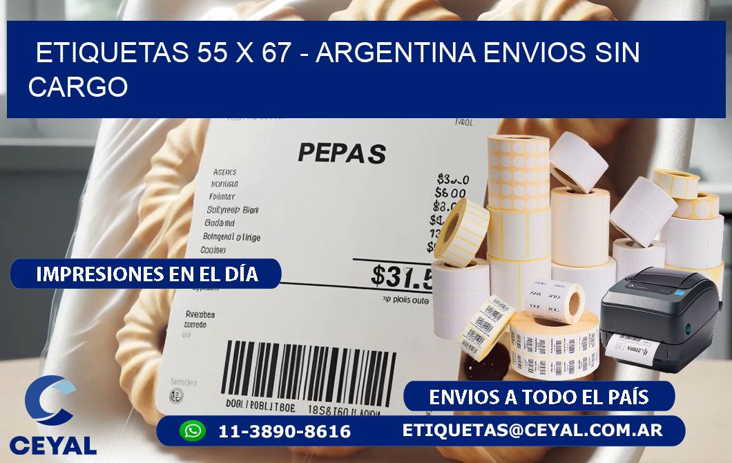 ETIQUETAS 55 x 67 - ARGENTINA ENVIOS SIN CARGO