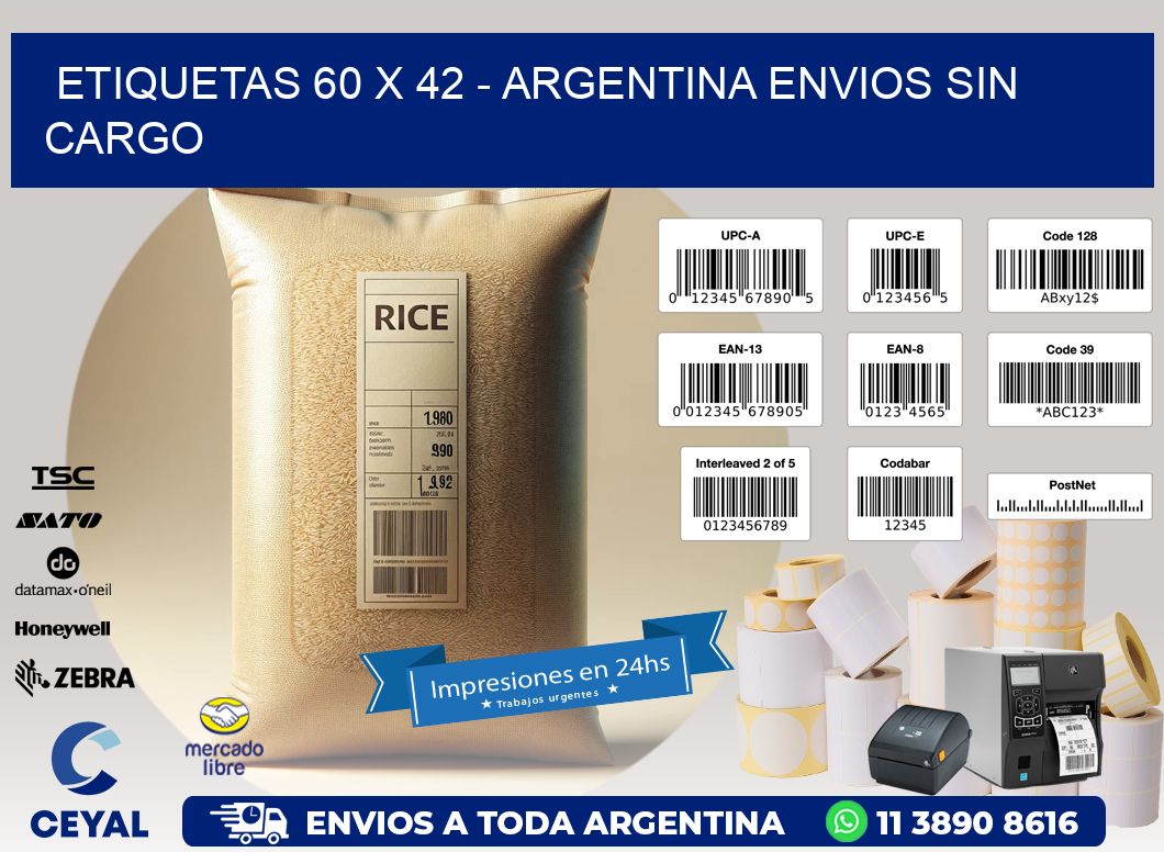 ETIQUETAS 60 x 42 - ARGENTINA ENVIOS SIN CARGO