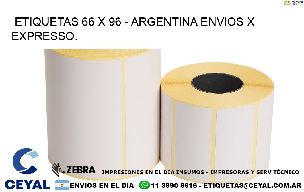 ETIQUETAS 66 x 96 - ARGENTINA ENVIOS X EXPRESSO.