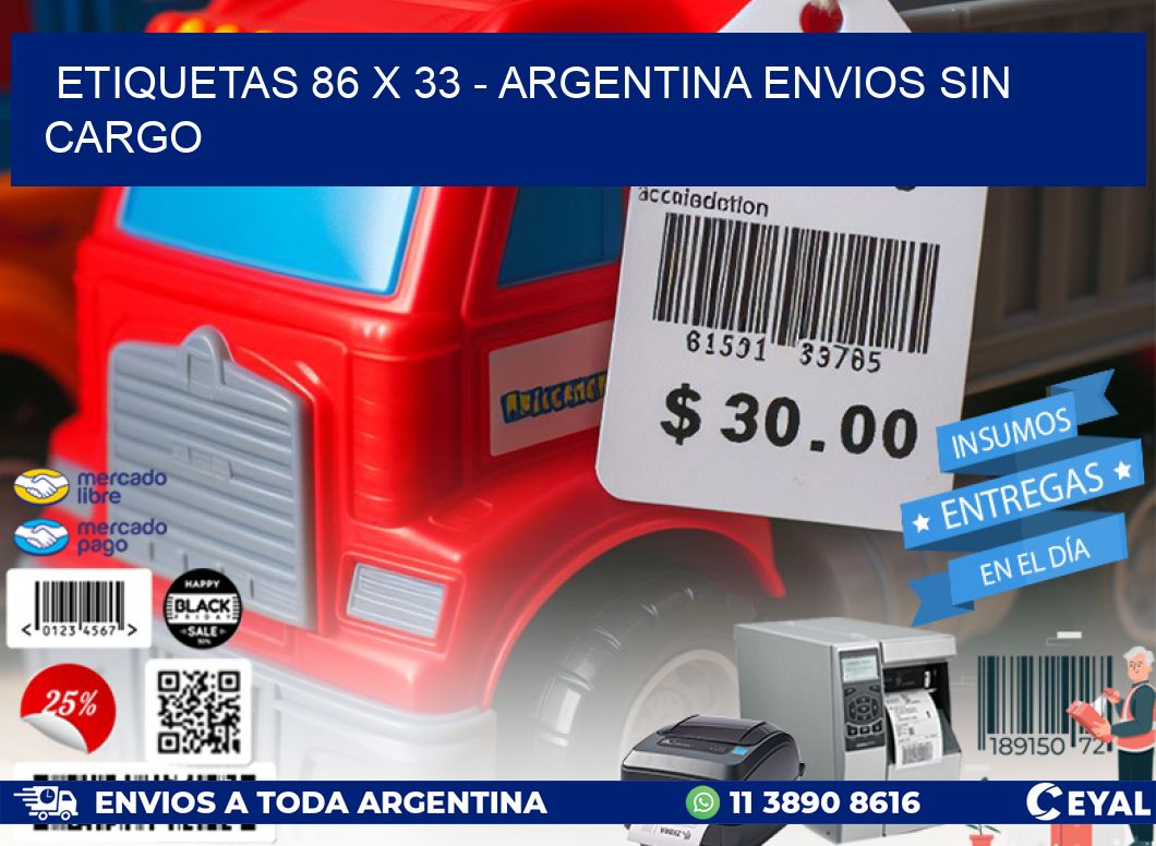 ETIQUETAS 86 x 33 - ARGENTINA ENVIOS SIN CARGO