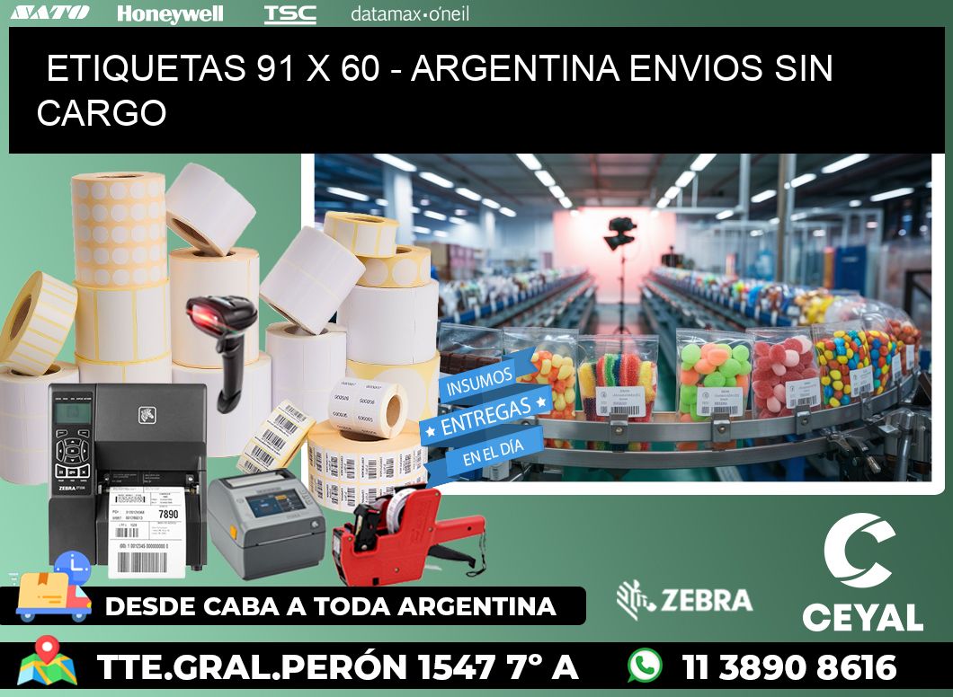 ETIQUETAS 91 x 60 - ARGENTINA ENVIOS SIN CARGO