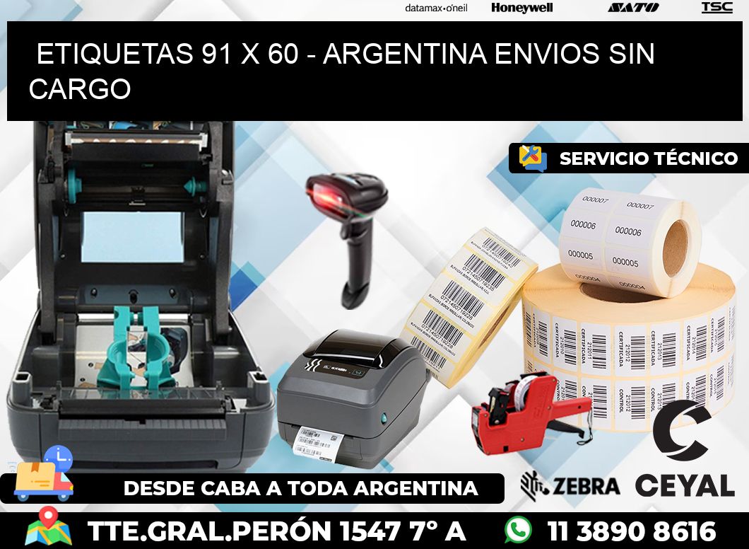 ETIQUETAS 91 x 60 - ARGENTINA ENVIOS SIN CARGO