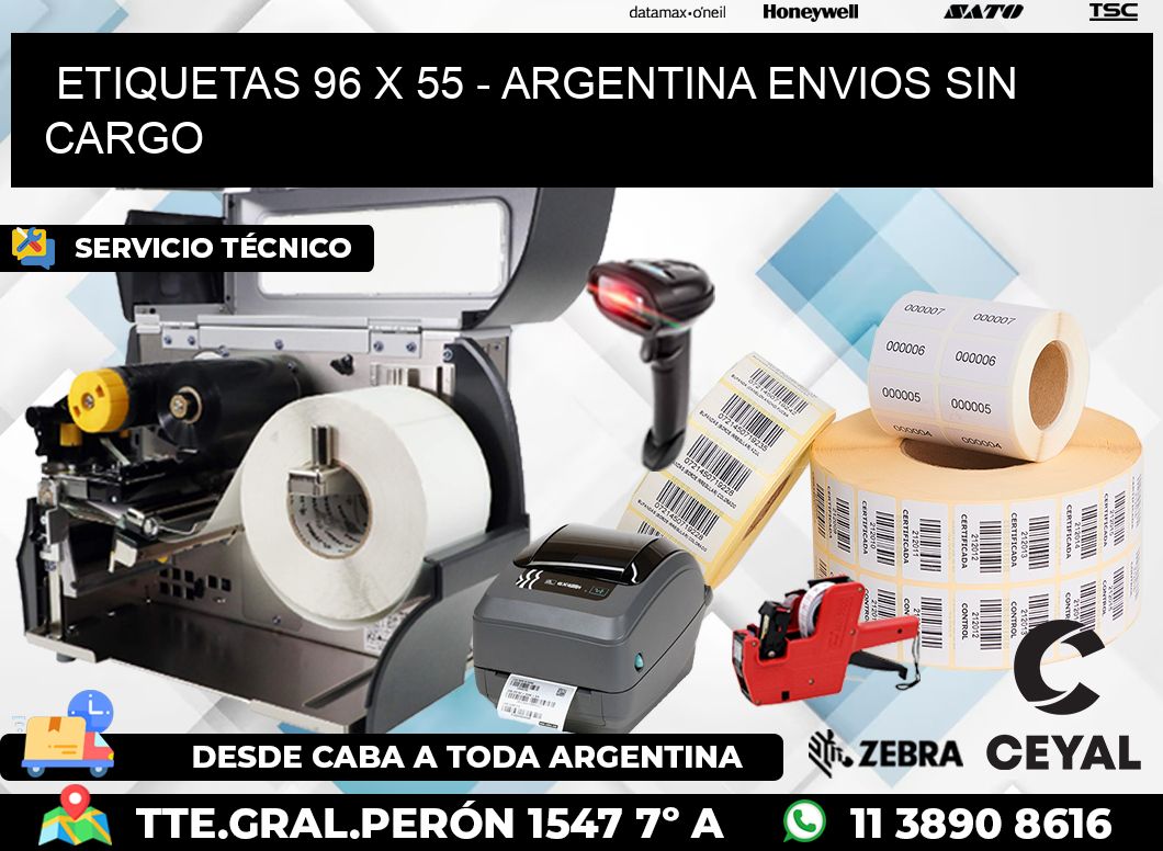 ETIQUETAS 96 x 55 - ARGENTINA ENVIOS SIN CARGO