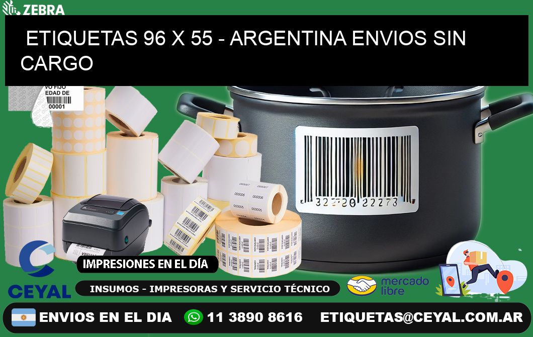 ETIQUETAS 96 x 55 - ARGENTINA ENVIOS SIN CARGO