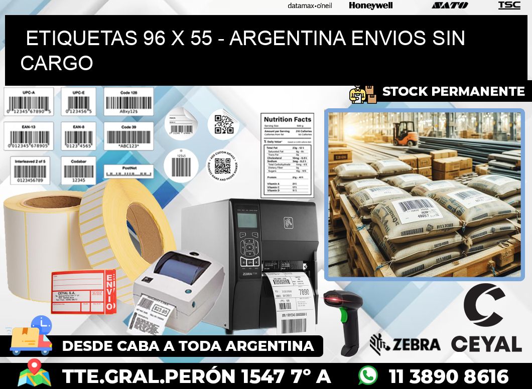 ETIQUETAS 96 x 55 – ARGENTINA ENVIOS SIN CARGO