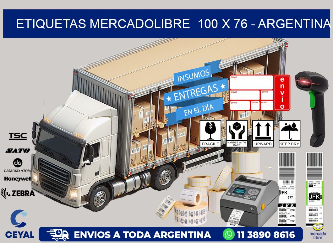 ETIQUETAS MERCADOLIBRE  100 x 76 - ARGENTINA