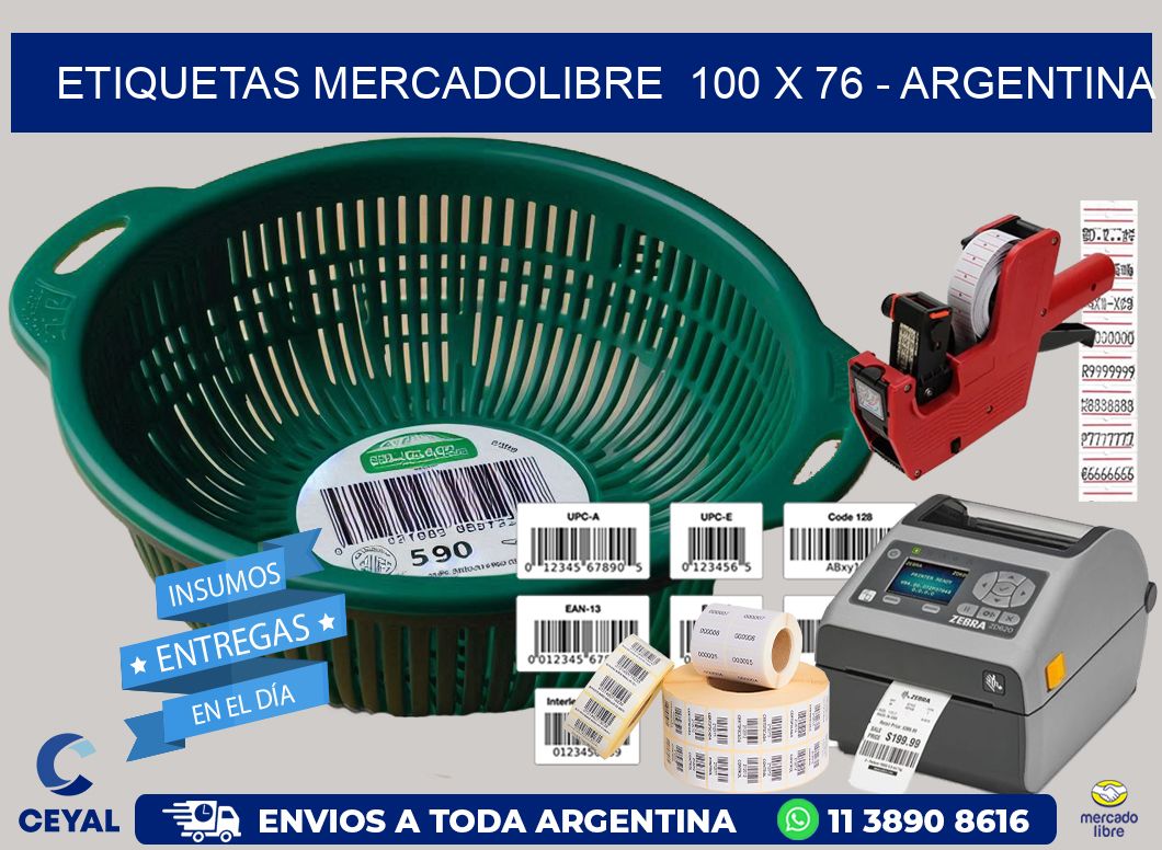 ETIQUETAS MERCADOLIBRE  100 x 76 – ARGENTINA