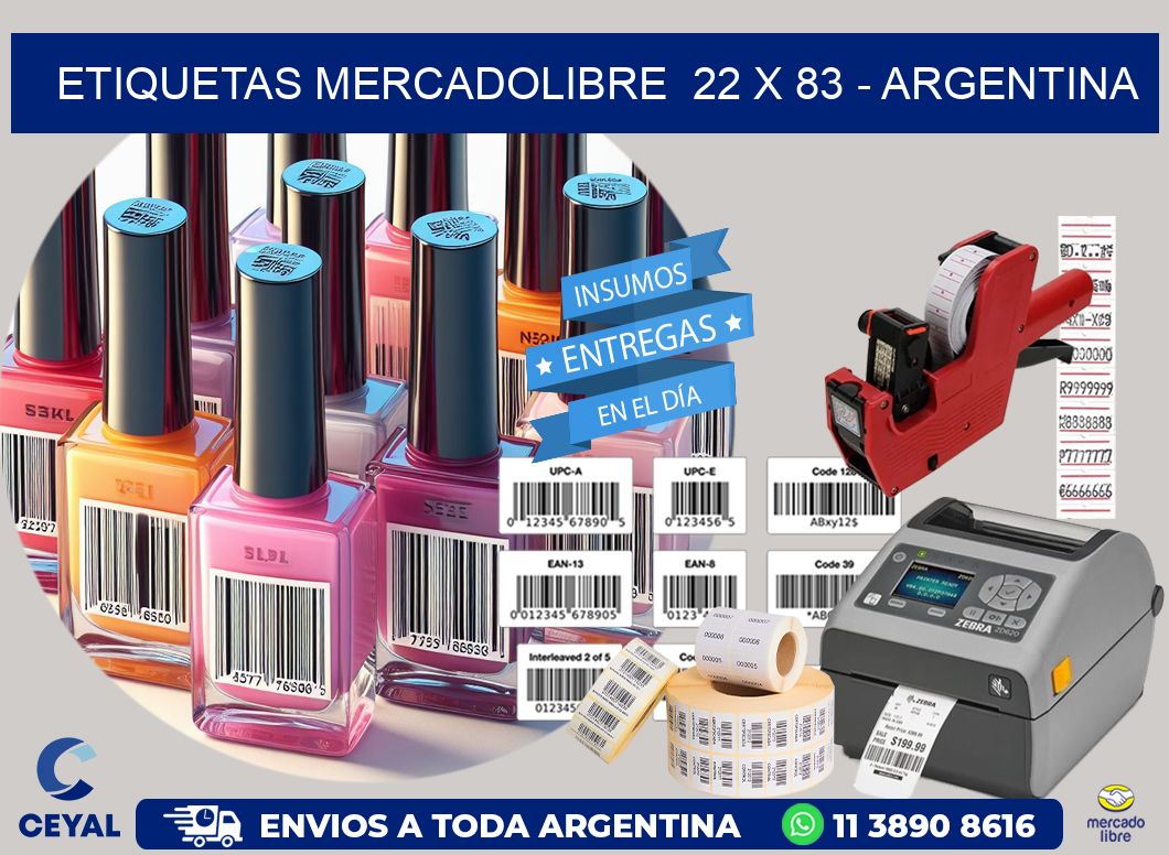 ETIQUETAS MERCADOLIBRE  22 x 83 - ARGENTINA