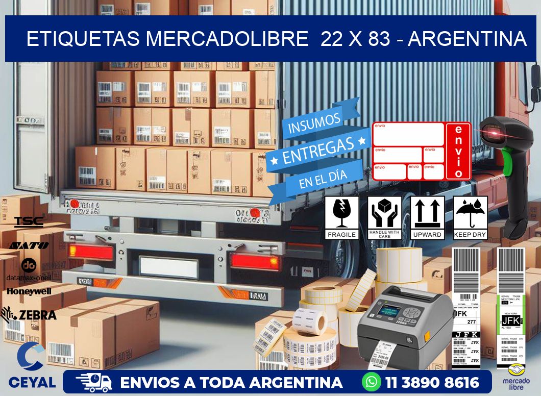 ETIQUETAS MERCADOLIBRE  22 x 83 - ARGENTINA