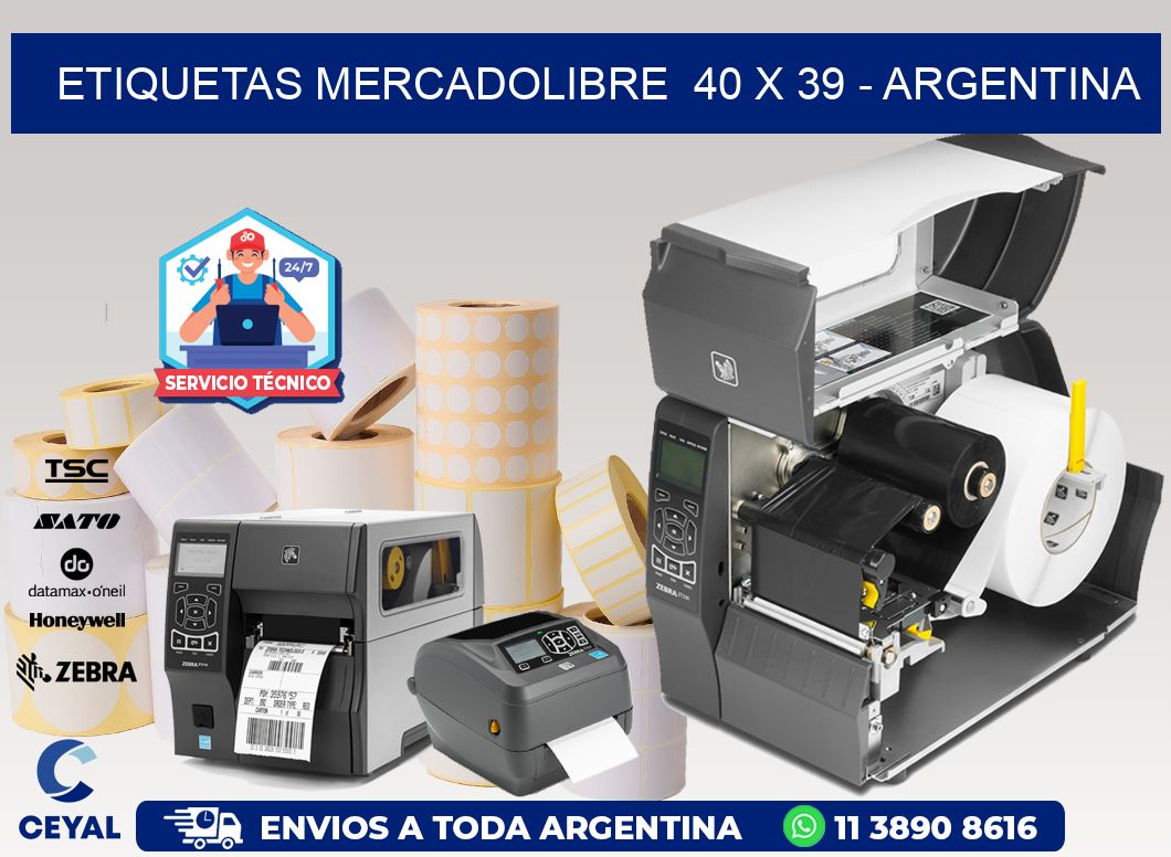 ETIQUETAS MERCADOLIBRE  40 x 39 - ARGENTINA