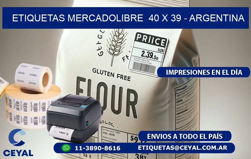 ETIQUETAS MERCADOLIBRE  40 x 39 - ARGENTINA