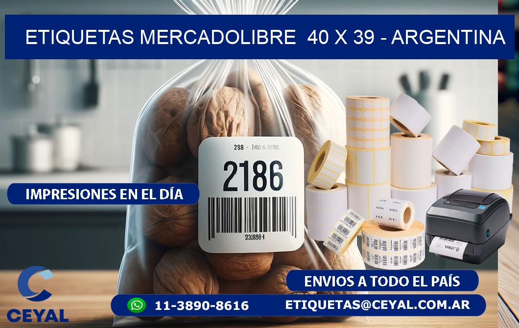 ETIQUETAS MERCADOLIBRE  40 x 39 - ARGENTINA