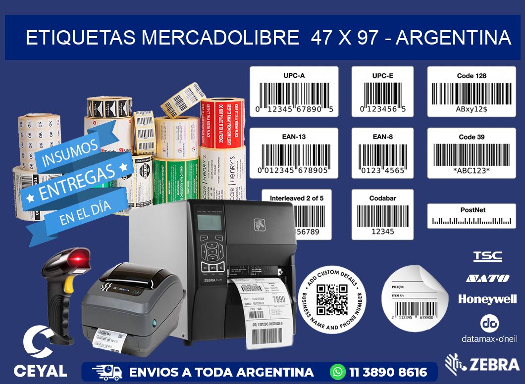 ETIQUETAS MERCADOLIBRE  47 x 97 - ARGENTINA