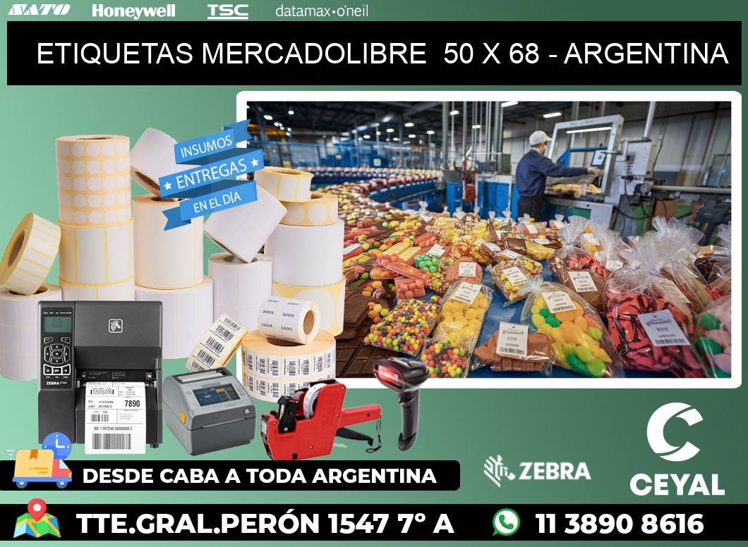 ETIQUETAS MERCADOLIBRE  50 x 68 - ARGENTINA