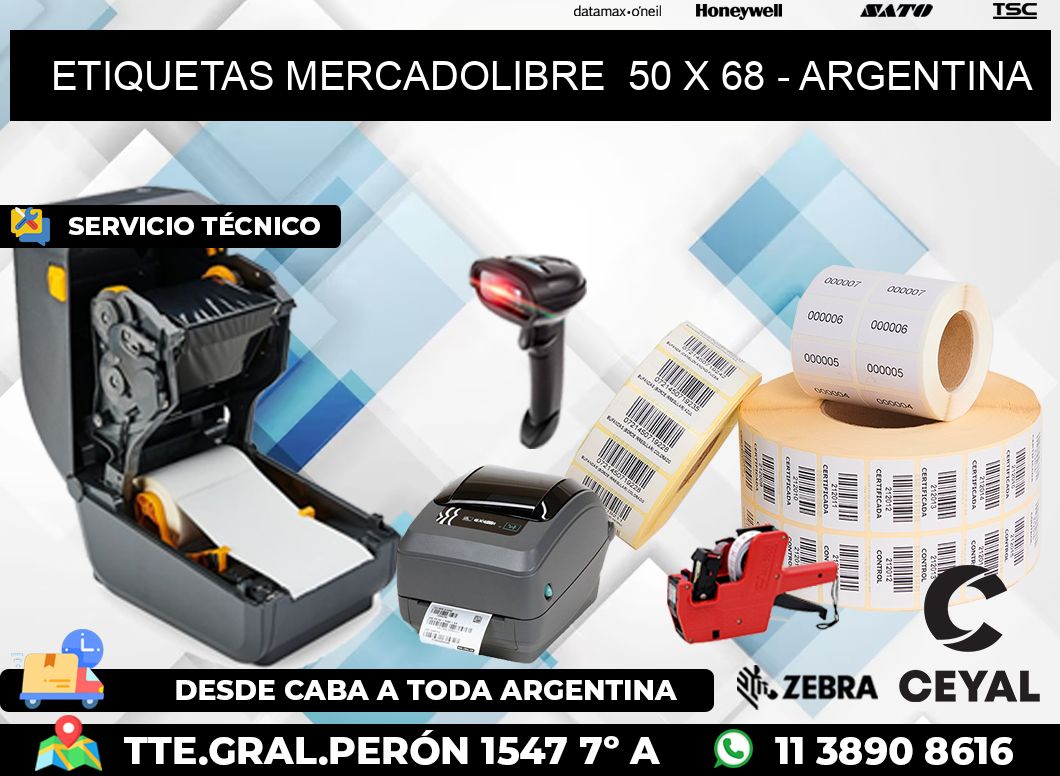 ETIQUETAS MERCADOLIBRE  50 x 68 - ARGENTINA