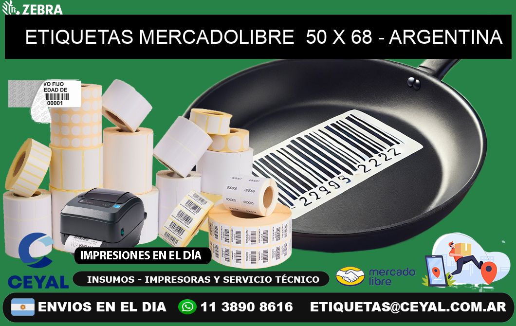 ETIQUETAS MERCADOLIBRE  50 x 68 - ARGENTINA