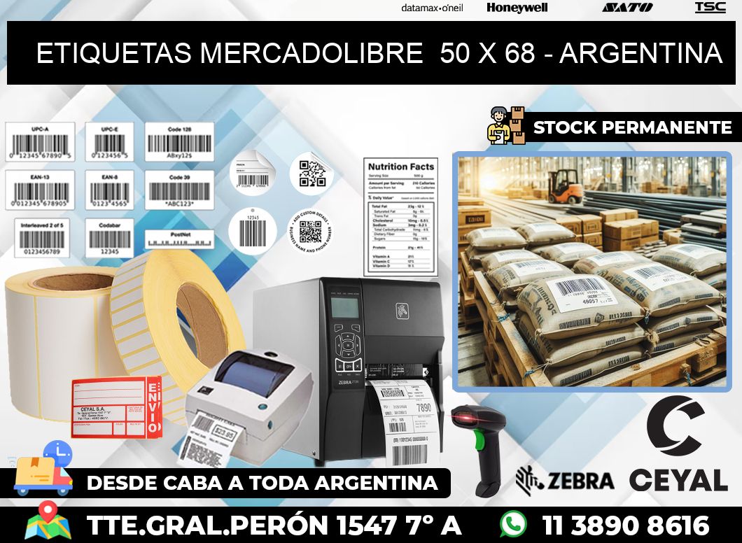 ETIQUETAS MERCADOLIBRE  50 x 68 – ARGENTINA