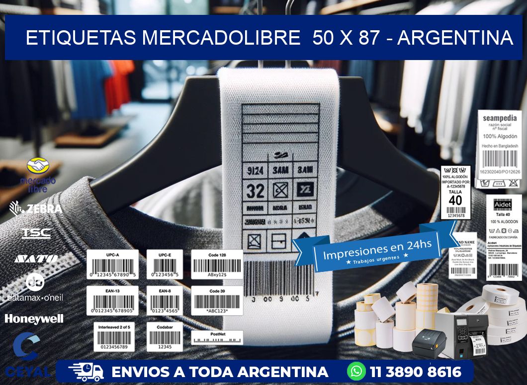 ETIQUETAS MERCADOLIBRE  50 x 87 - ARGENTINA