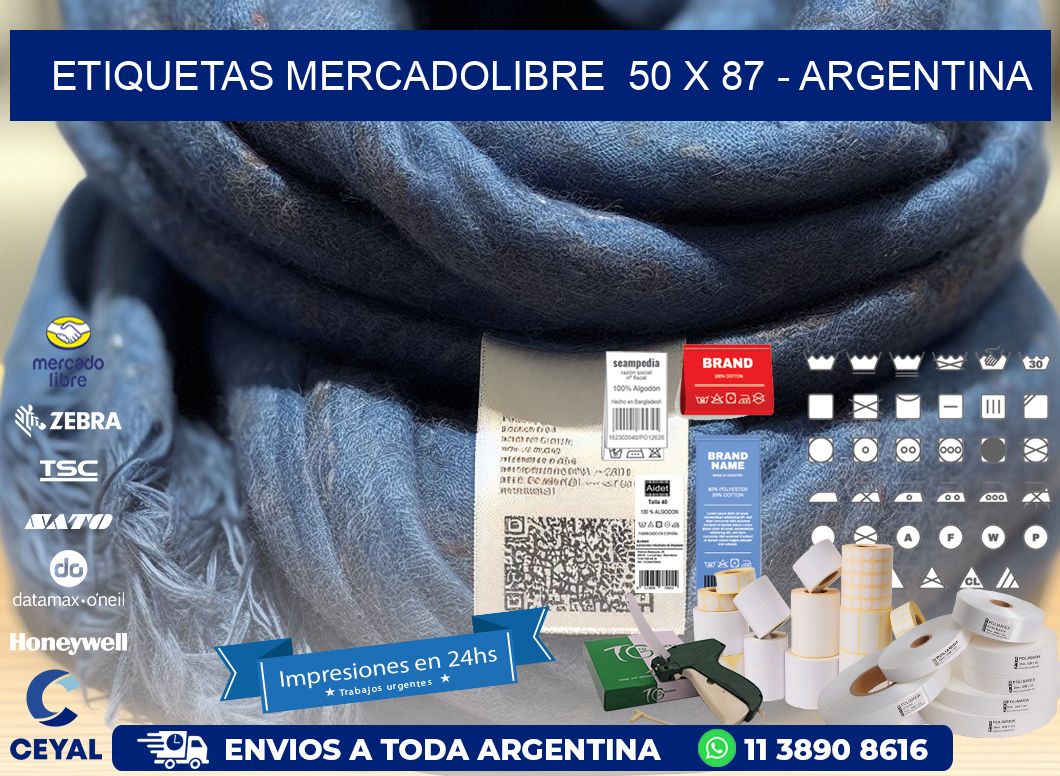 ETIQUETAS MERCADOLIBRE  50 x 87 - ARGENTINA